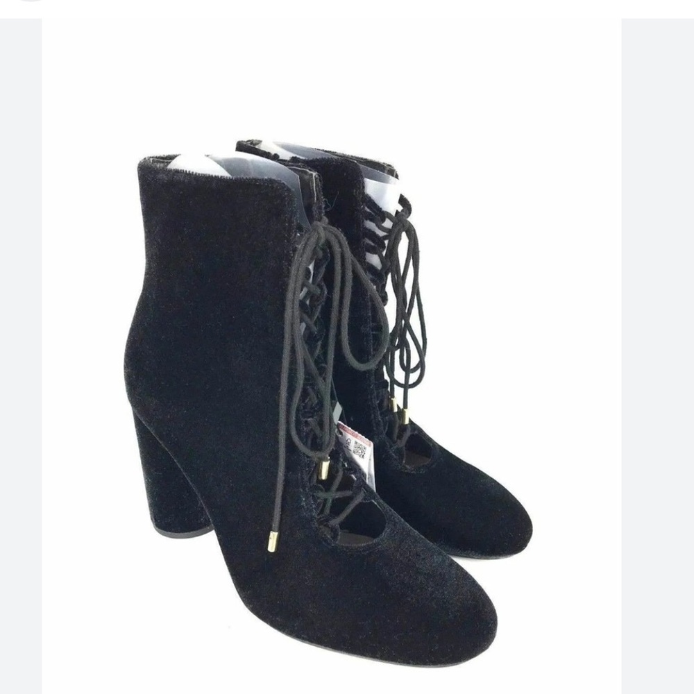 Zara Black Lace-Up Ankle Block Heels